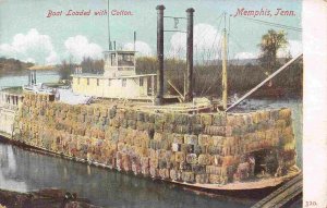 River Paddle Steamer Loaded with Cotton Memphis Tennessee 1910c postcard