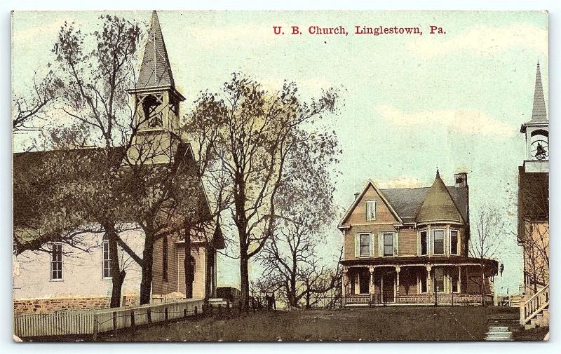 Postcard PA Linglestown United Brethren UB Church 1915 View F05