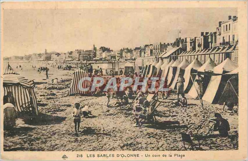 'Old Postcard Les Sables d''Olonne A corner of the Beach'