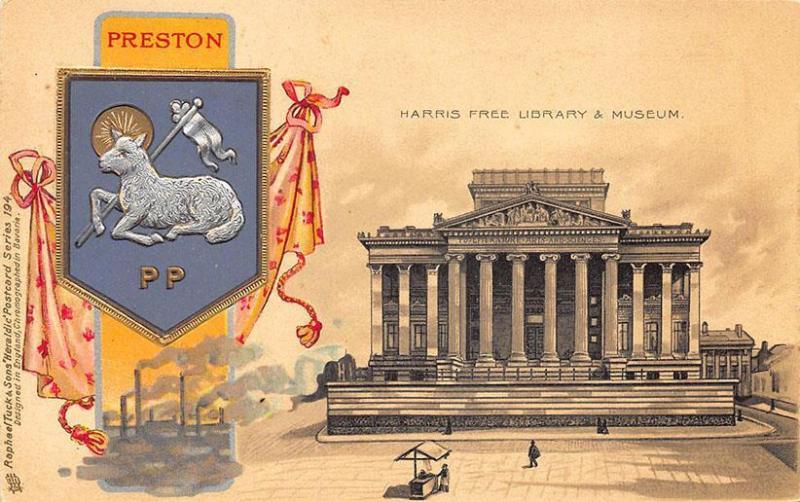 Harris Free Library & Museum Heraldic Postcard Series #194 Raphael Tuck