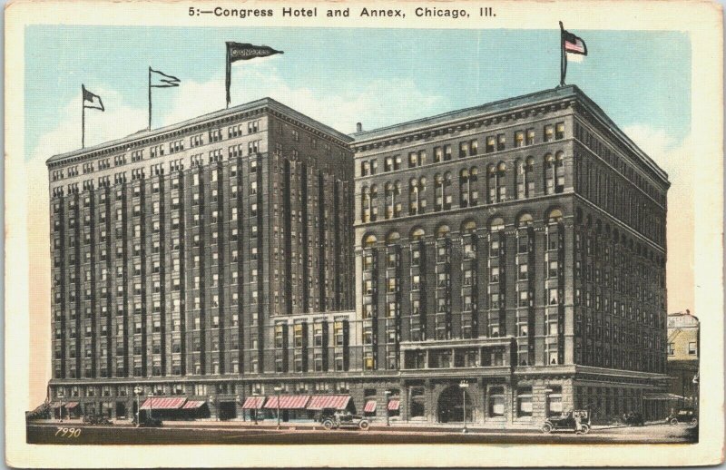 USA Congress Hotel and Annex Chicago Illinois Postcard 03.57 