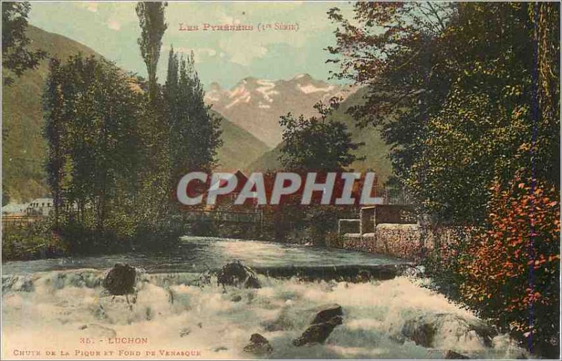 Old Postcard Luchon Pyrenees Fall of Pique and Bottom of Venasque