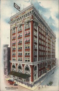 Cincinnati Ohio OH Hotel Haven Exterior Street View Linen Vintage Postcard