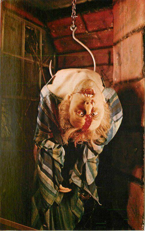 Amusement Bizarre Macabre head on Hook 1950s Postcard Paul's Photo 2195 