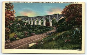 1941 LACKAWANNA TRAIL NICHOLSON BRIDGE SCRANTON PA BINGHAMTON NY POSTCARD P2585