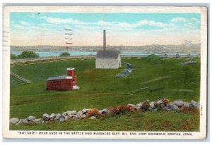 1931 Hot Shot Oven Used in Battle and Massacre Fort Griswold Groton CT Postcard