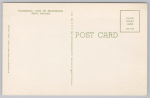 Reno Nevada~Downtown Panoramic View~Bridge~Vintage Postcard