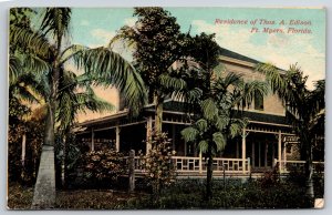 Ft Myers Florida~Thomas A Edison House~Palm Trees~Cochranes Books~Vtg Postcard