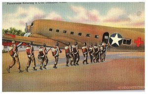 Paratroops Entering a C 53 Transport Plane US Airplane Series Airplane Postcard