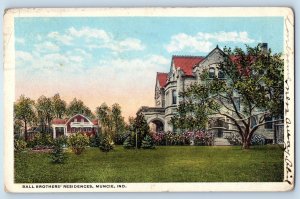 1917 Ball Brother's Residences House Building Muncie Indiana IN Antique Postcard