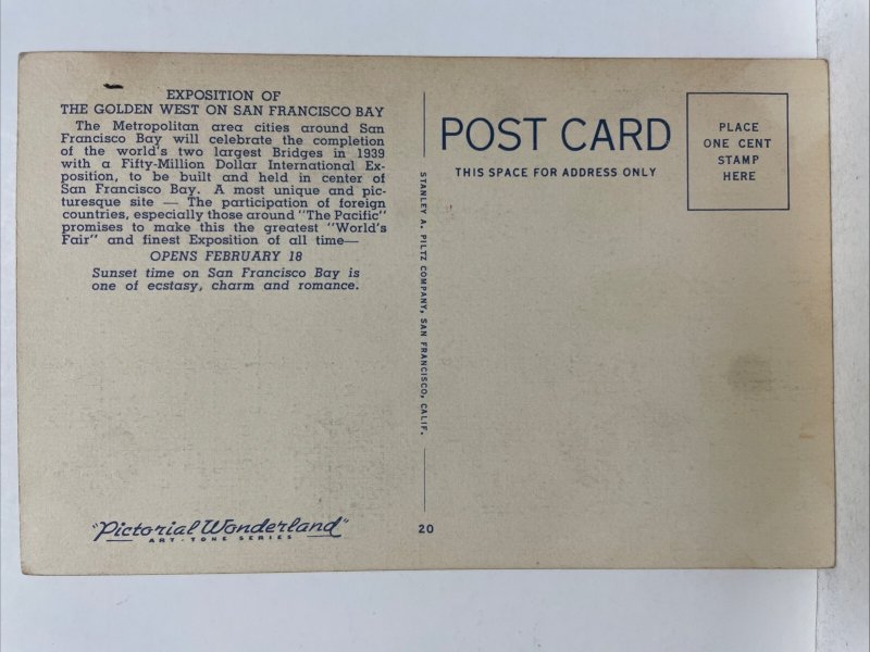 7A-H3032 Sunset on San Francisco Bay and Pacific Postcard