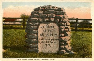 CT - Danbury. Old Mile Stone on South Street