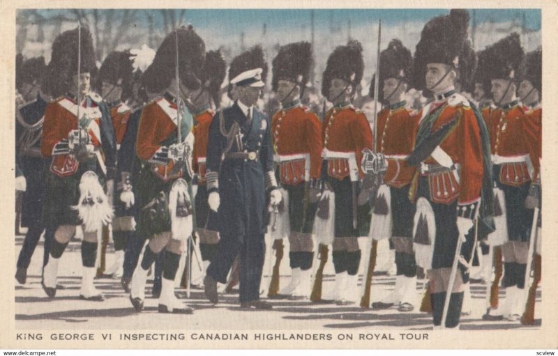 King George VI inspecting Canadian Highlanders, 1941