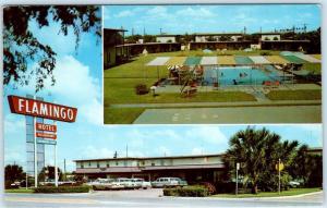 McALLEN, Texas TX ~ Roadside Motel FLAMINGO-FRONTIER Motor Hotel 1950s Postcard