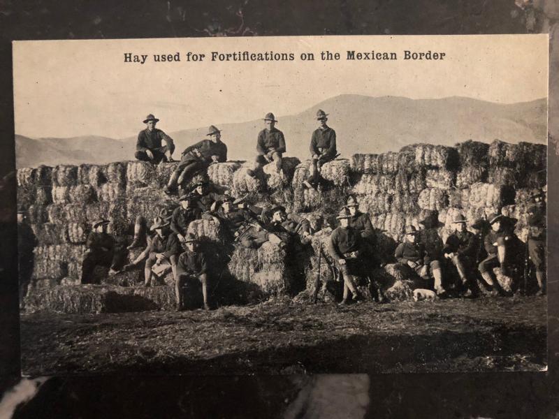 Mint Mexico Revolution RPPC Postcard US Army Hay Used as Fortification Soldiers