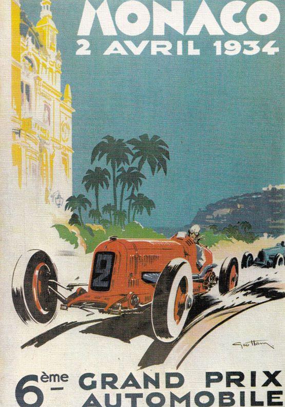 Monaco Motor Racing Grand Prix 1934 Car Rally Advertising Postcard