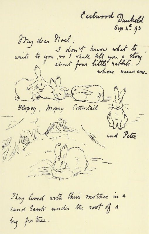 Beatrix Potter Victorian Letter of Peter Rabbit Book Postcard