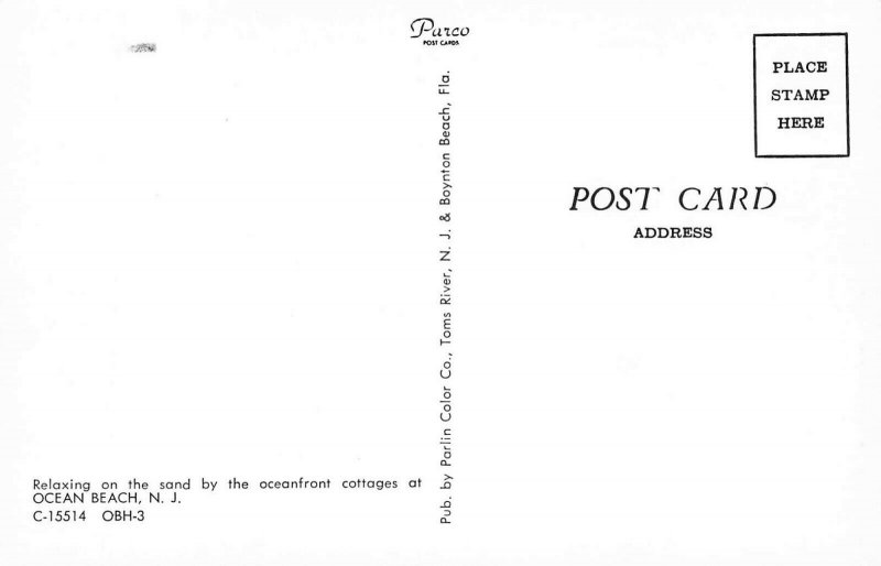 Ocean Beach NJ Ocean Front Cottages Note Sun Bathers Postcard