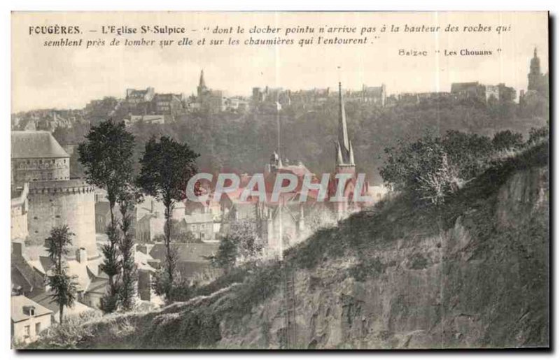 Old Postcard Fougeres The St Sulpice church whose steeple n unable to bauteur...