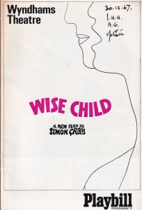 Wise Child Alec Guinness Gordon Jackson Simon Ward Wyndhams Theatre Programme