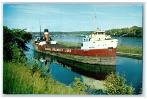 c1950's C.S.L. Boat Going Through Canal Seaway to Great Lakes Canada Postcard