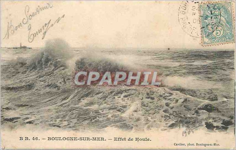 Old Postcard Boulogne sur Mer Effect Houle