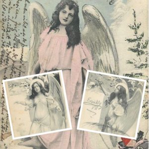 Christmas greetings Romania 1905-1907 angels surrealism fantasy lot of 3