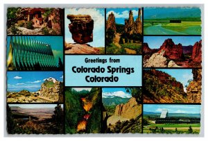 Greetings From Colorado Springs Colorado Postcard Continental Multi View Card