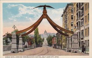 Eagle Gate Looking Towards State Capitol Salt Lake City Utah