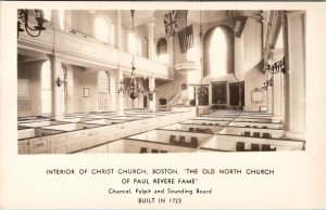 Boston Massachusetts RPPC Interior of Christ Church Patriotic Flags Postcard Z14
