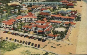 Savannah Beach Georgia GA De Soto Beach Hotel Linen Vintage Postcard