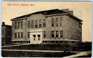 c1910s Superior NE High School Building Lith Photo Neb Postcard Republic KS A186