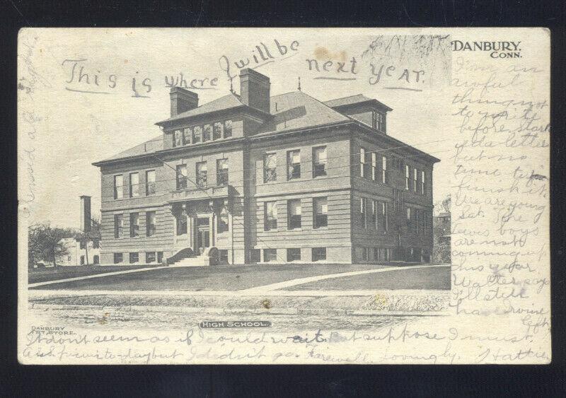 DANBURY CONNECTICUT CT. HIGH SCHOOL BUILDING VINTAGE POSTCARD ONEIDA NY