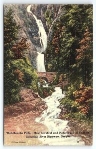 1930s WAH-KEE-NA FALLS COLUMBIA RIVER HIGHWAY OREGON WATERFALL POSTCARD P3374