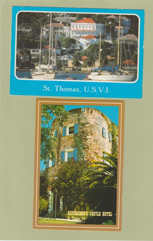 Lot of Two Postcatds St. Thomas Virgin Islands Harbor Castle Hotel