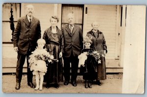 1922 50th Wedding Anniversary Childrens With Flowers RPPC Photo Postcard