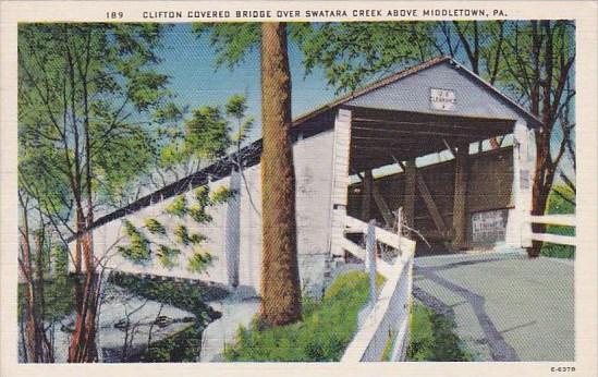 Pennslyvania Middletown Clifton Covered Bridge Over Swatara Creek Above Middl...