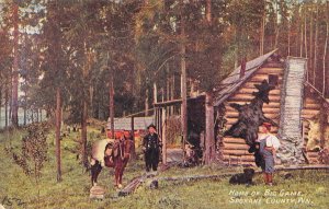 Home of Big Game, Spokane County, WA Hunters, Log Cabin c1910s Vintage Postcard