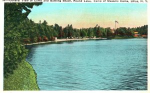 Vintage Postcard 1920's General View Camp Bathing Beach Masonic Utica New York