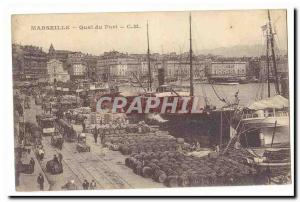 Marseille Old Postcard port dock (very animated boats)