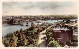 J24/ Saskatoon Saskatchewan Canada RPPC Postcard c1940s River Bridge  62