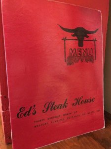 Vintage 60s ED'S STEAKHOUSE Restaurant Menu Bedford PA Pennsylvania