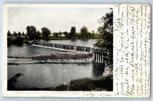 1906 Watertown Wisconsin Vintage Postcard Rough Ready Dam Birds Eye View Posted