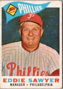 1960 Topps Baseball Card Eddie Sawyer Manager Philadelphia Phillies sk10505
