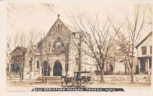 Topeka Kansas Christian Church, Exterior B/W Photo Vintage Postcard U4906