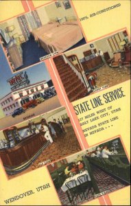 Wendover UT State Line Service Gas Station Multi View Linen Postcard