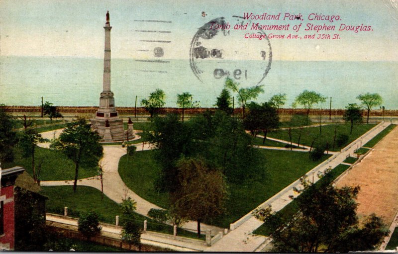 Illinois Chicago Woodland Park Tomb and Monument Of Stephen Douglas 1910