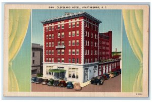 Spartanburg South Carolina Postcard Cleveland Hotel Exterior Building View c1949