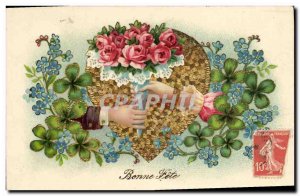 Postcard Old Main Fancy Flowers