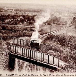 Langres France Cog Railway Bridge Train 1910s WW1 Era Postcard Europe PCBG12A